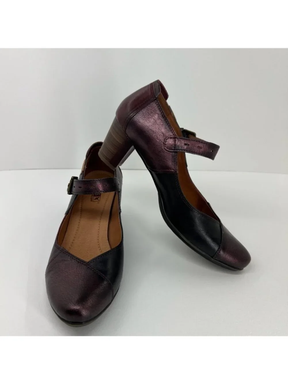 Pikolinos Segovia Mary Jane Pumps Womens 41 US 10 Leather Block Heels Burgundy